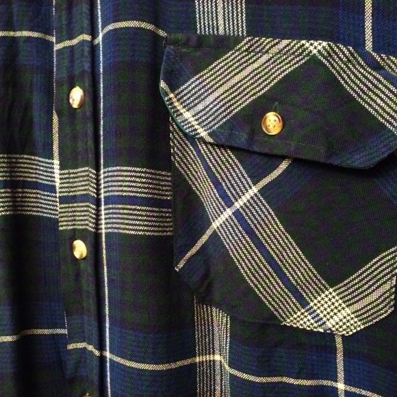 Lot of 2 '90s Northwest Territory Plaid Shackets Over-Shirt -L Pockets Navy Wine - Picture 7 of 10